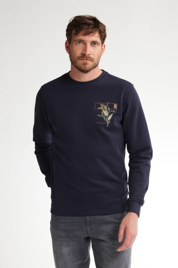 Petrol Industries Trui SWEATER MET PRINT M 3050 SWR340 5092 Royal Navy