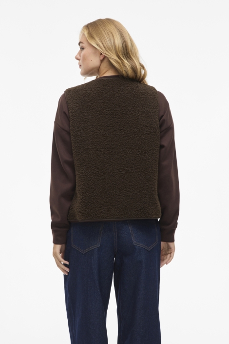 Vila bruine dames gilet | Model achteraanzicht