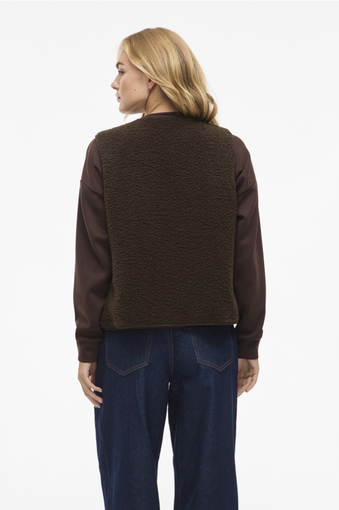 Vila bruine dames gilet | Model achteraanzicht