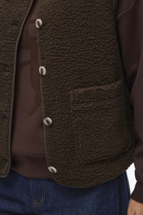 Vila bruine dames gilet | Close up
