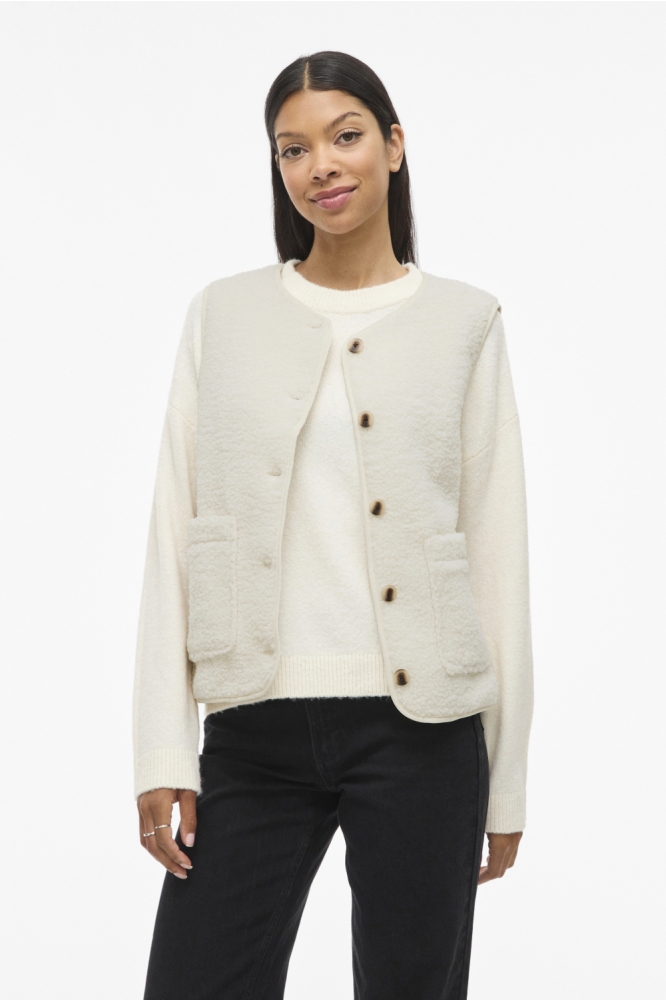 Vila beige dames gilet | Model vooraanzicht