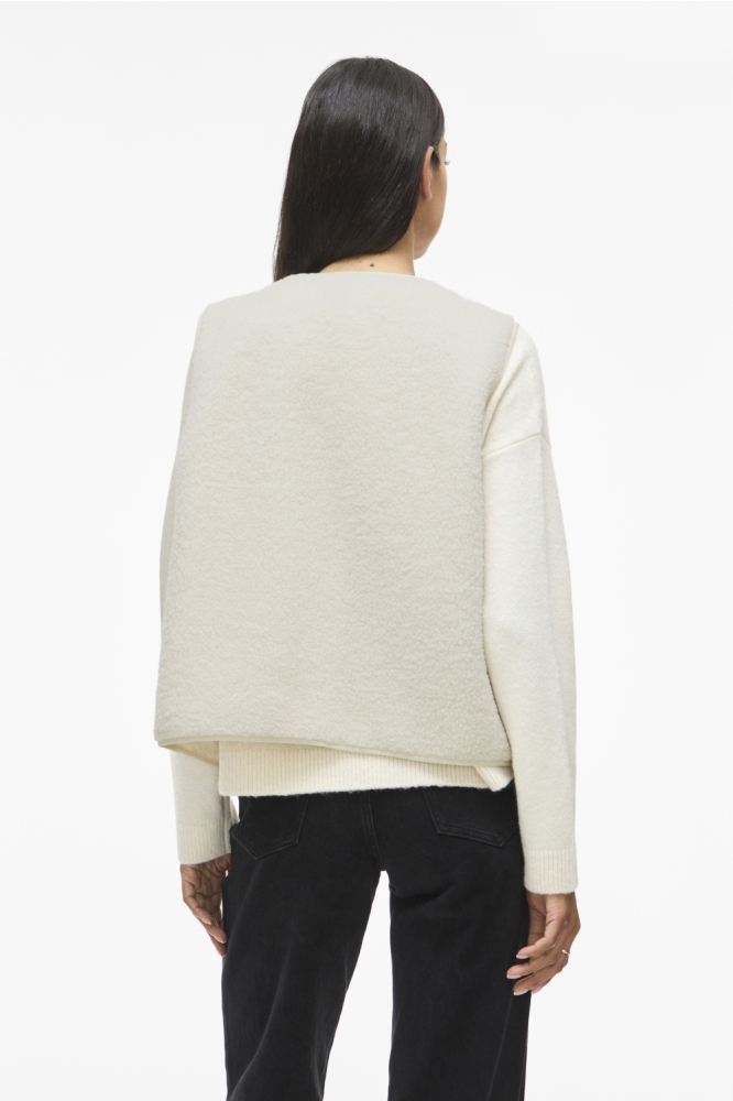 Vila beige dames gilet | Model achteraanzicht
