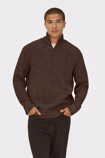Only & Sons ONSJOIN REG LS HIGH NECK KNIT CAMP 22035796 SEQUOIA/COFFEE BEAN