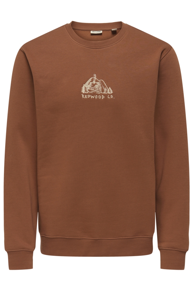 Only cognac heren sweater | Vooraanzicht