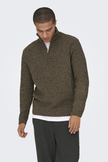Only & Sons Trui ONSJOIN REG LS HIGH NECK KNIT CAMP 22035796 WALNUT/DEMITASSE