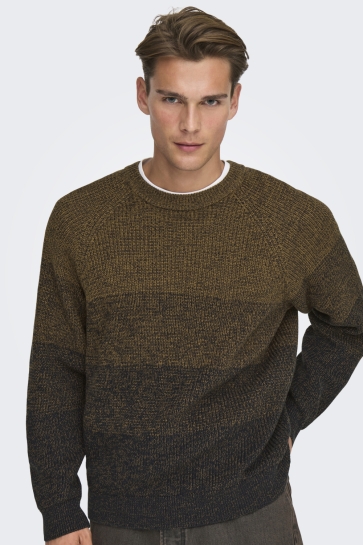 Only & Sons ONSBIRK RLX LS RAGLAN KNIT CAMP 22035794 RUBBER/DARKSAPPHIRE GR