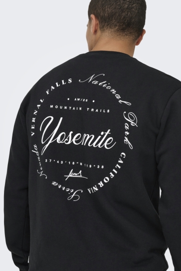 Only & Sons ONSCERES SKI LS REG CREW SWE CS 22037350 JET BLACK/YOSEMITE