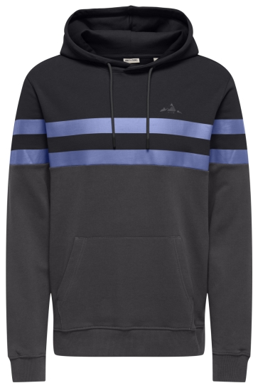 Only & Sons ONSTHOR REG SWEAT HOOD CS 22036844 BLACK BEAUTY / CAMO GRAY MOUNTAIN BLUEBIRD