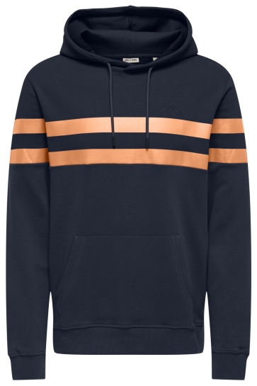 Only & Sons Trui ONSTHOR REG SWEAT HOOD CS 22036844 DARK SAPPHIRE/PEACH COBBLER