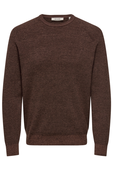Only & Sons bruine heren trui | Vooraanzicht