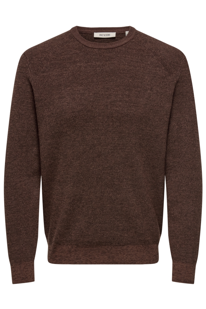 Only & Sons bruine heren trui | Vooraanzicht