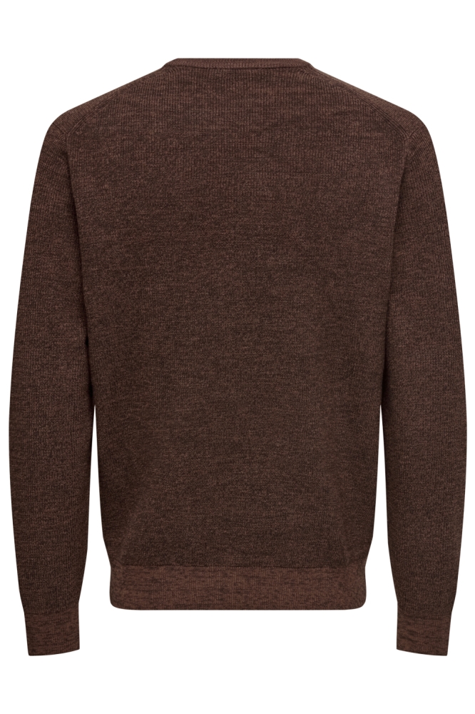 Only & Sons bruine heren trui | Achteraanzicht