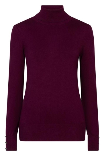 EsQualo SWEATER COL BUTTONED CUFF BASIC W25 07709 740 maroon