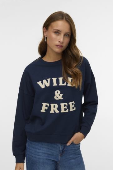 Vero Moda Trui VMGENESIS L/S SWEATSHIRT JRS BTQ FR 10335686 Navy Blazer/BIRCH WILD