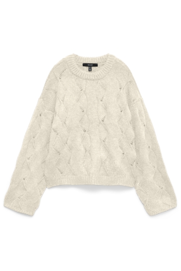 Vero Moda VMNEWLINA LS O-NECK PULLOVER 10335024 BIRCH/W. MELANGE