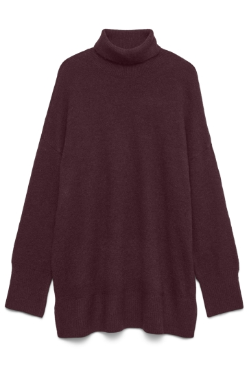 Vero Moda Trui VMAQUARIUS LS ROLLNECK LONG PULLOVE 10331903 WINETASTING/W.MELANGE