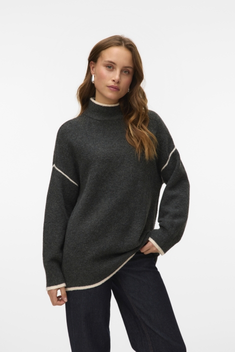 Vero Moda grijze dames trui | Model vooraanzicht