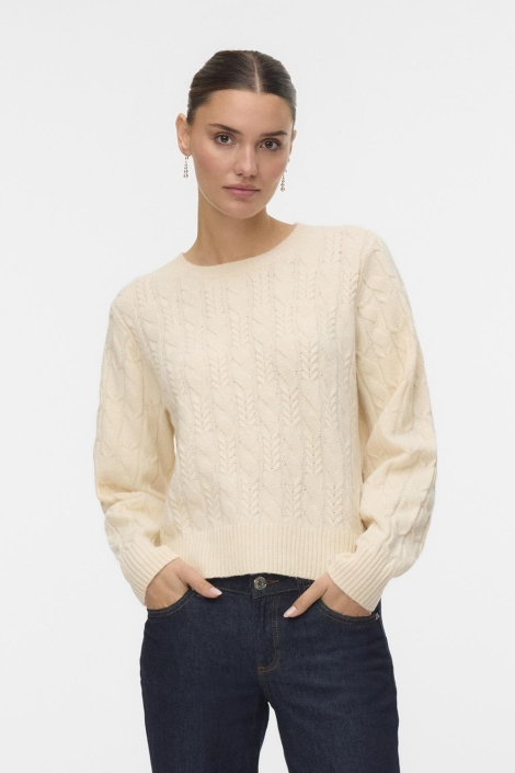 Vero Moda ecru dames trui | Model vooraanzicht