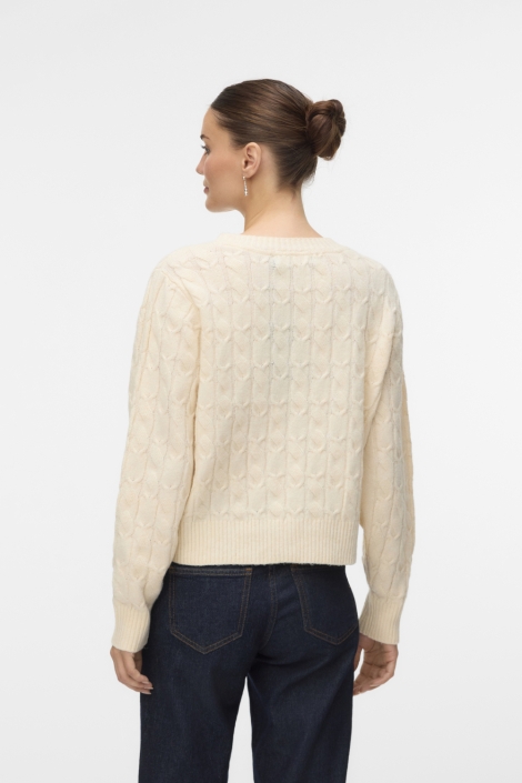 Vero Moda ecru dames trui | Model achteraanzicht