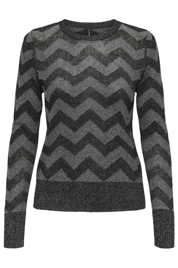 Only ONLJILLO LS ZIGZAG O-NECK GLITTER K 15358443 BLACK/SILVER
