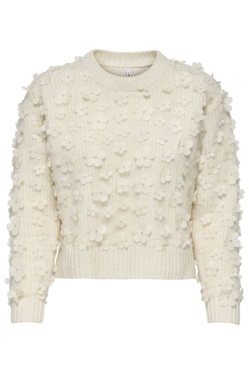 Only Trui ONLHUA LIFE LS FLOW DETAIL O-NEC CS 15370934 Birch/Dtm Mesh Flowers