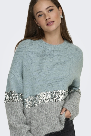 Only ONLMAINE LIFE LS SEQUIN BLOCK O-NEC 15358399 Arona/Sliver Seq