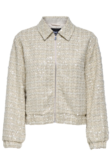 Only Jas ONLSIGNE SEQUIN BOUCLE JACKET OTW 15356905 PUMICE STONE