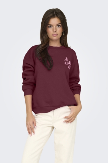 Only Trui ONLMAREY L/S O-NECK PRINT BOX CS SW 15337658 ZINFANDEL/AMOR WILD ROSE