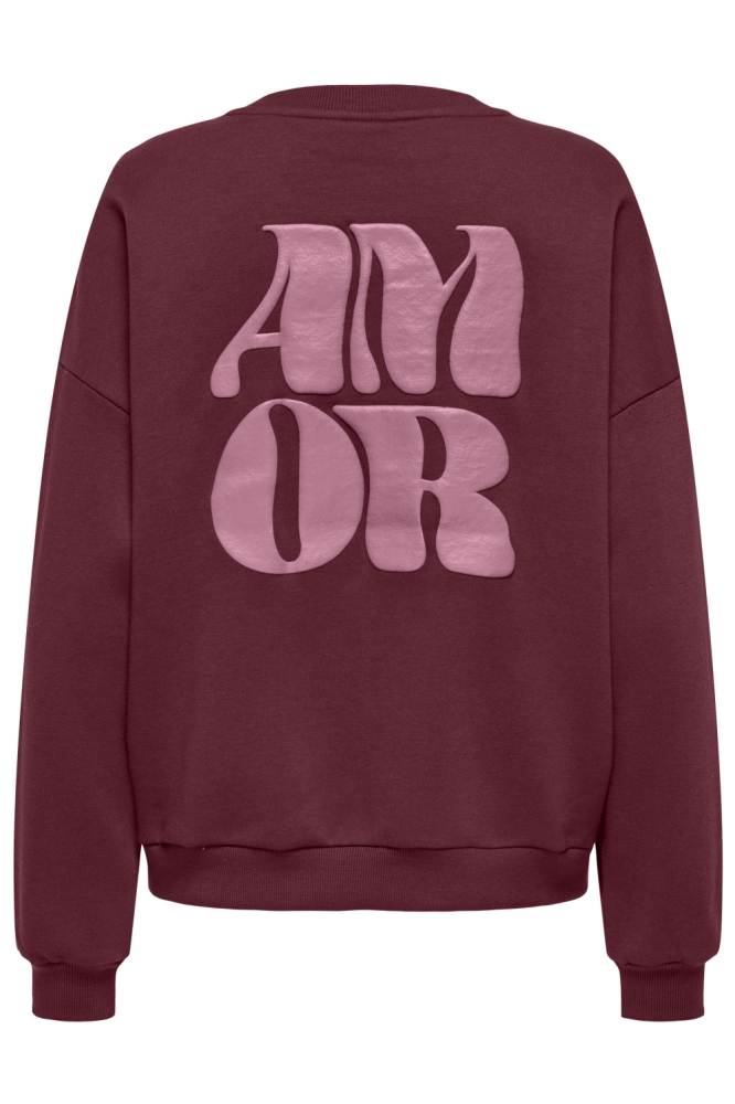 Only bordeaux dames sweater | Achteraanzicht