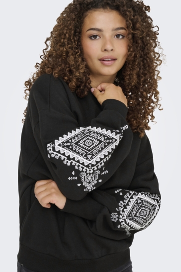 Only Trui ONLCALLY L/S DETAIL O-NECK CS SWT 15363332 Black/Ethinic power