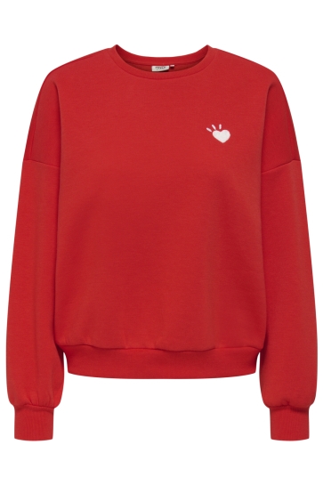 Only Trui ONLTAMMIE L/S PRINT O-NECK SWT 15360318 HIGH RISK RED/AMOUR