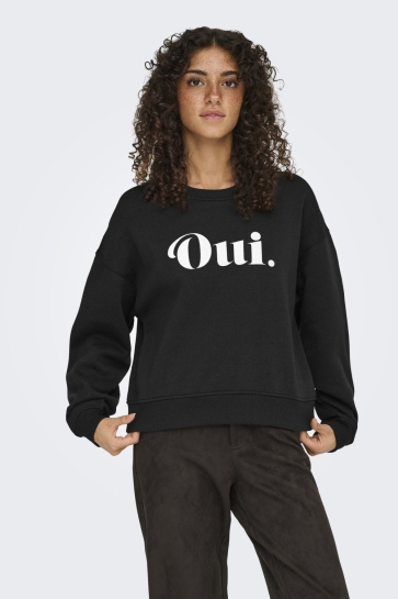 Only Trui ONLBEST L/S PRINT CREW NECK SWT 15357681 BLACK/OUI