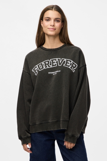 Pieces Trui PCJATTO LS OVERSIZED SWEAT 17159298 BLACK/FOREVER