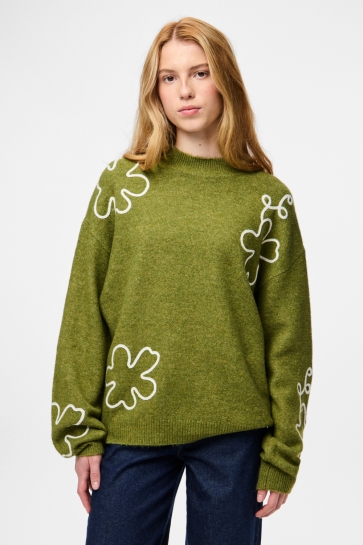 Pieces Trui PCROSA LS HIGH NECK KNIT BC 17162161 Sphagnum/Cloud Dancer
