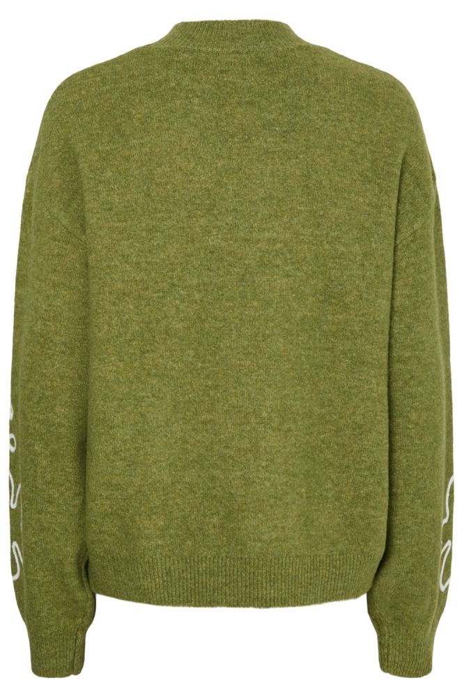 Pieces groene dames trui | Achteraanzicht