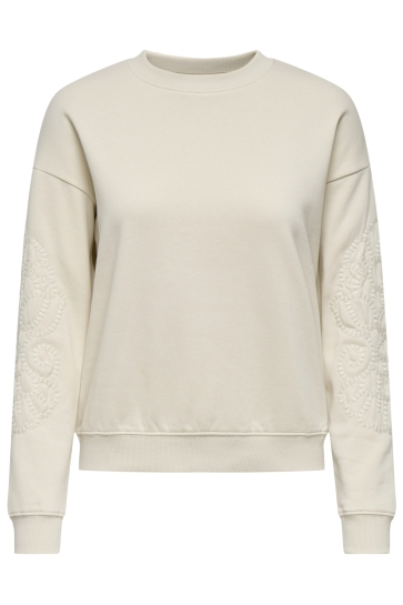 Jacqueline de Yong JDYASTA LIFE L/S EMB SWEAT JRS 15361282 WHITECAP GREY/EMB ON SLEEVES