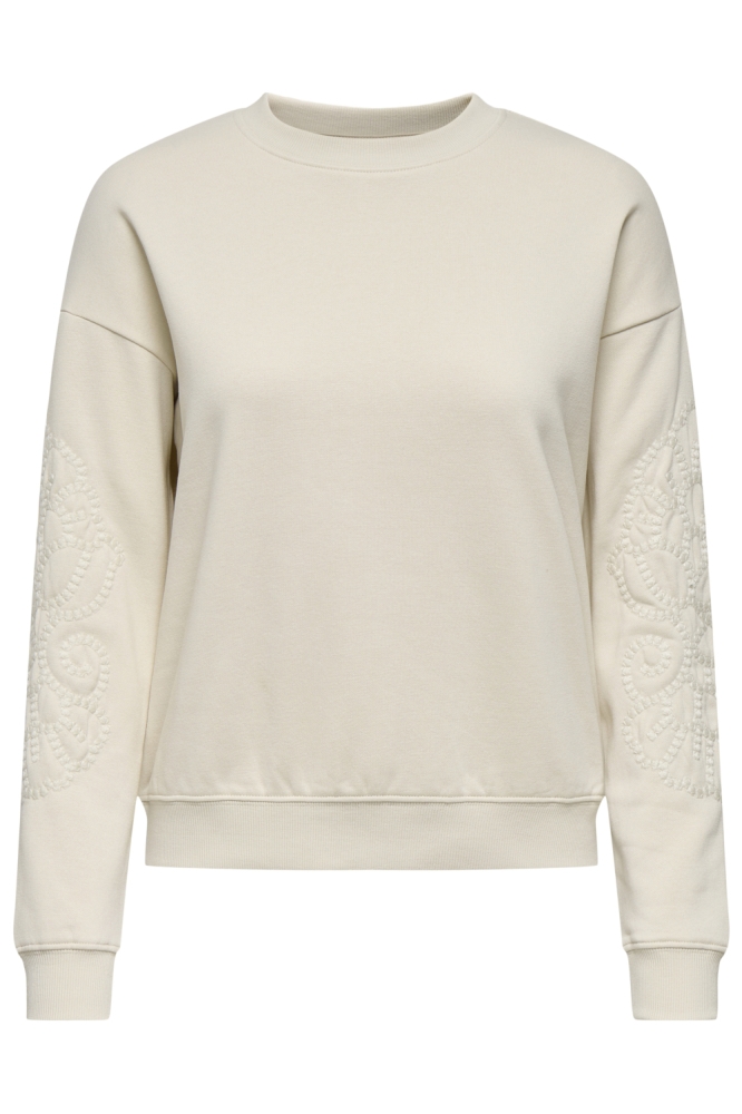 Jacqueline de Yong beige dames sweater | Vooraanzicht