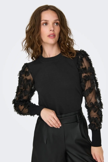 Jacqueline de Yong Trui JDYFAIRVIEW LIFE L/S SWEAT JRS NOO 15220558 Black/FRILL DOT