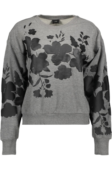 Jacqueline de Yong JDYCOLUM LIFE L/S PRINT SWEAT JRS 15361321 Medium Grey Mel/BLACK FLOWER
