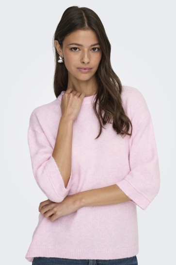 Jacqueline de Yong Trui JDYSONJA S/S O-NECK PULLOVER KNT 15361130 Pink Lady/MELANGE
