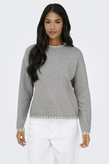 Jacqueline de Yong Trui JDYSILJA L/S ON CONTRAST PULLOVER K 15361187 December Sky/SANDSHELL