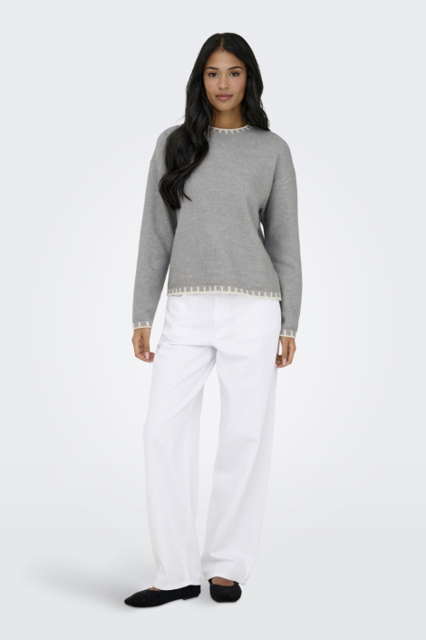 Jacqueline de Yong grijze dames trui | Model