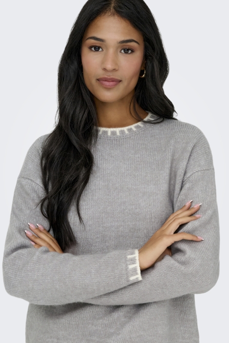 Jacqueline de Yong grijze dames trui | Close up
