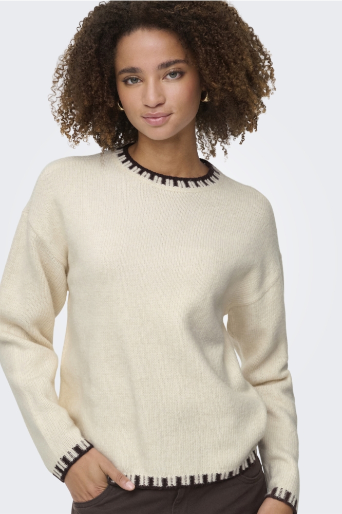 Jacqueline de Yong beige dames trui | Close up