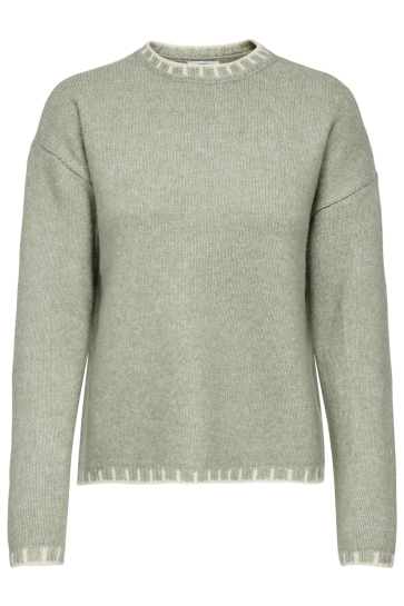 Jacqueline de Yong Trui JDYSILJA L/S ON CONTRAST PULLOVER K 15361187 Seagrass/SANDSHELL