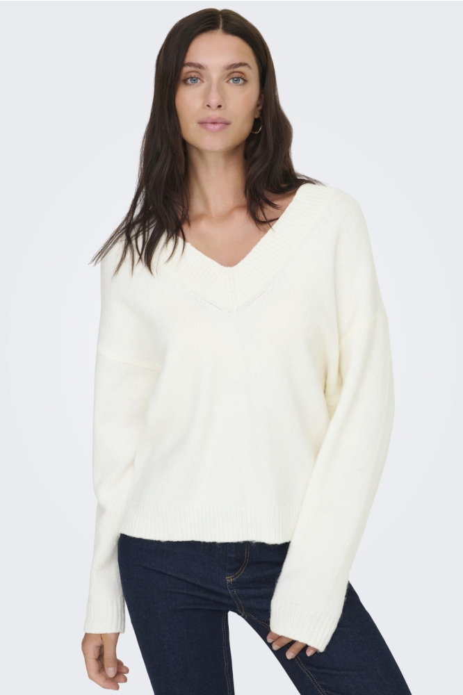 Jacqueline de Yong witte dames trui | Model vooraanzicht