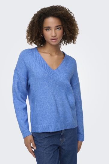 Jacqueline de Yong Trui JDYSILJA L/S V-NECK BOXY PULLOVER K 15361185 Provence/MELANGE