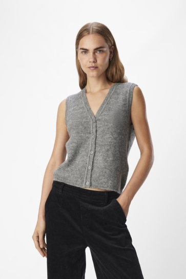 Object Vest OBJDIANA RE V-NECK KNIT VEST NOOS 23045620 Medium Grey Melange