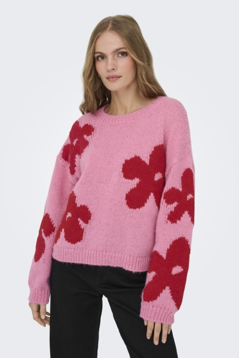 Only roze dames trui | Model vooraanzicht