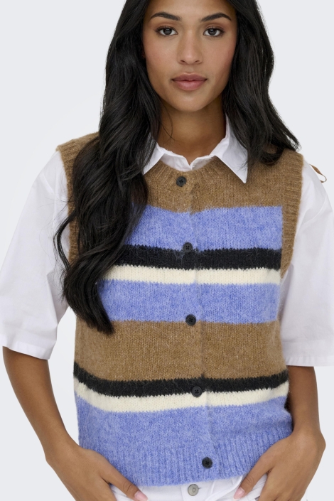 Only bruine dames gilet | Model vooraanzicht